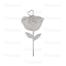 1720-2011-15 - Nature Stainless Steel 304 Pendant Rose 31x15.5x0.7MM (Also Sim Card Remover) with Loop Natural 10pcs 1720-2011-15,ret,montreal, quebec, canada, beads, wholesale