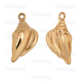 1720-2011-17GL - Nature Stainless Steel 304 Pendant Conch 23x17x4mm with Loop Gold Plated 10pcs 1720-2011-17GL,l,montreal, quebec, canada, beads, wholesale