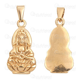 1720-2012-107GL - Spirituel Acier Inoxydable 304 Pendentif Bouddha 28x14x4mm avec Beliere Plaque Or 3pcs 1720-2012-107GL,pendentif inoxydable,montreal, quebec, canada, beads, wholesale