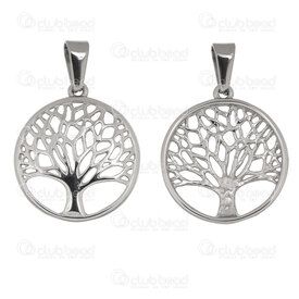 1720-2012-109 - Spiritual Stainless Steel 304 Pendant Tree of Life 29x26.5x4mm with Bail Natural 3pcs 1720-2012-109,bélière,montreal, quebec, canada, beads, wholesale