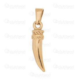 1720-2012-123GL - Spiritual Stainless Steel 304 Pendant Lucky Horn (Tusk) 23x5x5mm with Bail Gold Plated 4pcs 1720-2012-123GL,Pendentifs acier inoxydable,montreal, quebec, canada, beads, wholesale
