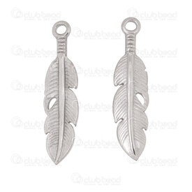 1720-2012-1281 - Spiritual Stainless Steel 304 Pendant Feather 26.5x6.5x1.5mm with 1.5mm Loop Natural 10pcs 1720-2012-1281,5mm,montreal, quebec, canada, beads, wholesale