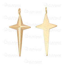 1720-2012-135GL - Spirituel Acier Inoxydable 304 Pendentif Croix 22.5x11.5x2mm Allonge avec Boucle 2mm Plaque Or 10pcs 1720-2012-135GL,Croix,montreal, quebec, canada, beads, wholesale