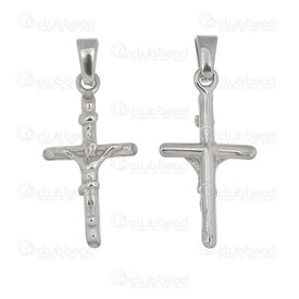 1720-2012-143 - Spiritual Stainless Steel 304 Pendant Cross 24.5x11x3mm with Bail Natural 4pcs 1720-2012-143,nÃ,montreal, quebec, canada, beads, wholesale