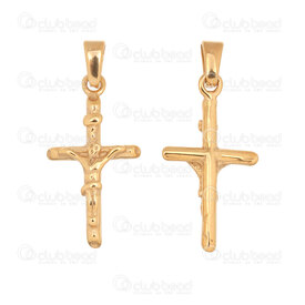 1720-2012-143GL - Spiritual Stainless Steel 304 Pendant Cross 24.5x11x3mm with Bail Gold Plated 4pcs 1720-2012-143GL,pendentif,montreal, quebec, canada, beads, wholesale