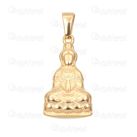 1720-2012-147GL - Spiritual Stainless Steel 304 Pendant Buddha 27x15x5.5mmwith Bail Gold Plated 3pcs 1720-2012-147GL,Ã,montreal, quebec, canada, beads, wholesale