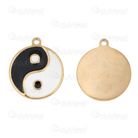 1720-2012-33GL - Spirituel Acier Inoxydable Pendentif Yin Yang 25mm Rond Or 1pc 1720-2012-33GL,1720-20,montreal, quebec, canada, beads, wholesale