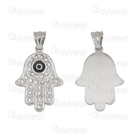 1720-2012-35 - Spiritual Stainless steel Pendant Fatima Hand 31x24.5mm with bail Natural 1pc 1720-2012-35,1720-,montreal, quebec, canada, beads, wholesale