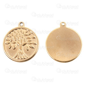 1720-2012-39GL - Spiritual Stainless steel Pendant Tree of Life 29x25x2.5mm 2.5mm ring Gold 3pc 1720-2012-39GL,1720-20,montreal, quebec, canada, beads, wholesale