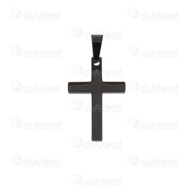 1720-2012-6821-BLK - Spiritual Stainless Steel Pendant Cross 14x21x1.5mm with Bail Black 4pcs 1720-2012-6821-BLK,Pendants,Stainless Steel,montreal, quebec, canada, beads, wholesale