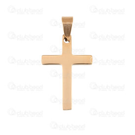 1720-2012-6821-GL - Spiritual Stainless Steel Pendant Cross 14x21x1.5mm with Bail Gold Plated 4pcs 1720-2012-6821-GL,bélière,montreal, quebec, canada, beads, wholesale