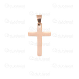 1720-2012-6821-RGL - Spiritual Stainless Steel Pendant Cross 14x21x1.5mm with Bail Rose Gold 4pcs 1720-2012-6821-RGL,1720-20,montreal, quebec, canada, beads, wholesale