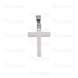 1720-2012-6821 - Spiritual Stainless Steel Pendant Cross 14x21x1.5mm with Bail Natural 4pcs 1720-2012-6821,1720-20,montreal, quebec, canada, beads, wholesale