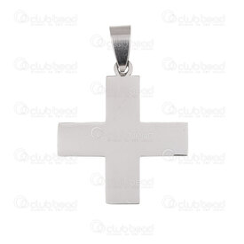 1720-2012-71 - Spiritual Stainless Steel Pendant Cross 30.5x27mm High Quality Polish with Bail Natural 1pc 1720-2012-71,Pendants,montreal, quebec, canada, beads, wholesale