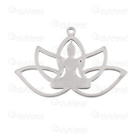 1720-2012-73 - Spiritual Stainless Steel Pendant Lotus Flower and Yoga 20x31.5x1.5mm with 1.2mm loop Natural 20pcs 1720-2012-73,Lotus,montreal, quebec, canada, beads, wholesale