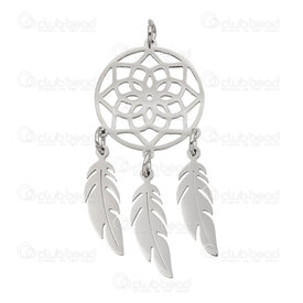1720-2012-83 - Spirituel Acier Inoxydable Pendentif Capteur de Reve 45x20x1mm avec Anneau 5mm Naturel 3pcs 1720-2012-83,Cats pendant,montreal, quebec, canada, beads, wholesale