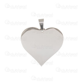 1720-2014-05 - Heart Stainless Steel Pendant Heart Plate 30x30x1mm Natural 1pc 1720-2014-05,Pendants,Stainless Steel,montreal, quebec, canada, beads, wholesale