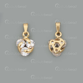 1720-2014-11GL - Heart Stainless Steel Pendant Heart 14.5x10.5x5mm with Clear Zircon Stone and Bail Gold Plated 1pc 1720-2014-11GL,Acier cle,montreal, quebec, canada, beads, wholesale