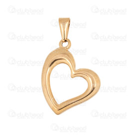 1720-2014-1527GL - Heart Stainless Steel Pendant Heart 27.5x22x3.5mm Hollow with Bail Gold Plated 4pcs 1720-2014-1527GL,pendentif or,montreal, quebec, canada, beads, wholesale