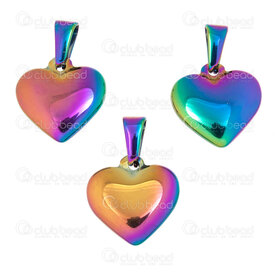 1720-2014-21AB - Heart Stainless Steel 304 Pendant Heart 16x16x4.5mm with Bail AB 10pcs 1720-2014-21AB,Pendants,montreal, quebec, canada, beads, wholesale