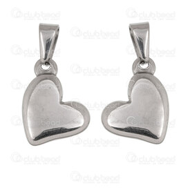 1720-2014-23 - Heart Stainless Steel 304 Pendant Heart 17x13x3mm with Bail Natural 10pcs 1720-2014-23,Pendants,Stainless Steel,montreal, quebec, canada, beads, wholesale
