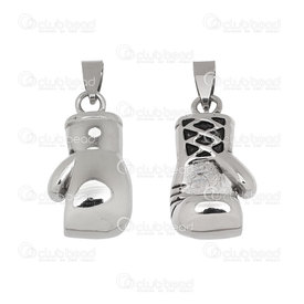 1720-2023 - DISC stainless steel pendant box glove 29X15mm natural 1720-2023,Pendants,montreal, quebec, canada, beads, wholesale