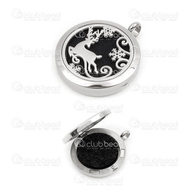 1720-2035 - Stainless Steel 304 Pendant Essential Oil Diffuser Locket Round Christmas Deer 30mm Natural With 5 felt pads 1pc  Theme: Christmas 1720-2035,Pendants,Lockets,1pc,Pendant,Essential Oil Diffuser Locket,Metal,Stainless Steel 304,30MM,Round,Round,Christmas Deer,Grey,Natural,With 5 felt pads,montreal, quebec, canada, beads, wholesale