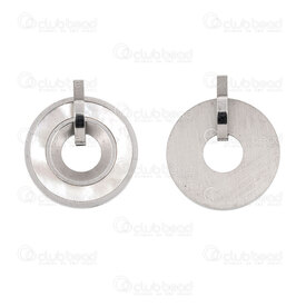 1720-2069 - Stainelss Steel pendant circle with shell 20mm Natural 1pc 1720-2069,Pendants,Stainless Steel,montreal, quebec, canada, beads, wholesale