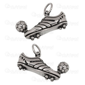 1720-2079 - Stainless Steel Pendant Soccer Shoe and Ball 31x15x9mm with 8mm Ring Natural 1pc 1720-2079,Pendants,Stainless Steel,montreal, quebec, canada, beads, wholesale