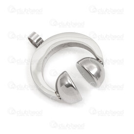 1720-2083 - Stainless Steel Pendant Earphones 33x26.5x12mm with 4.5mm Ring Natural 1pc 1720-2083,Pendants,Stainless Steel,montreal, quebec, canada, beads, wholesale
