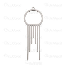 1720-2087 - Stainless Steel Pendant Geometric Round-Stripes Design 56x20x1mm with 1.5mm Loop 3pcs Natural 1720-2087,1720-20,montreal, quebec, canada, beads, wholesale