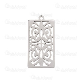 1720-2089 - Stainless Steel Pendant Rectangle 24x12x1mm Fancy Design with 1mm Loop Natural 10pcs 1720-2089,1720-20,montreal, quebec, canada, beads, wholesale