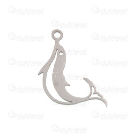 1720-2110-31 - Animal Stainless Steel Charm Dolphin 20x17x1mm with 1.5mm loop High Quality Polish Natural 10pcs 1720-2110-31,1720-2,montreal, quebec, canada, beads, wholesale