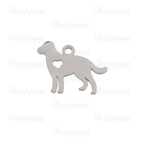 1720-2110-33 - Animal Stainless Steel Charm Dog 11.5x15.5x1mm with 1.5mm loop High Quality Polish Natural 10pcs 1720-2110-33,1720-,montreal, quebec, canada, beads, wholesale