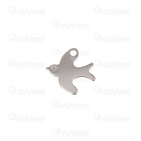 1720-2110-35 - Animal Acier Inoxydable Breloque Oiseau 11.5x11.5x0.6mm avec Boucle 1mm Naturel 30pcs 1720-2110-35,oiseau,montreal, quebec, canada, beads, wholesale