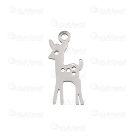 1720-2110-41 - Animal Stainless Steel Charm Fallow Deer 16x7x1mm with 1mm Loop Natural 10pcs 1720-2110-41,Charms,montreal, quebec, canada, beads, wholesale