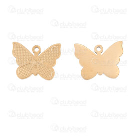 1720-2110-57GL - Animal Stainless Steel 304 Charm Butterfly 11.5x15x1.5mm with 3D Design and Loop 1.2mm Gold Plated 10pcs 1720-2110-57GL,450,montreal, quebec, canada, beads, wholesale
