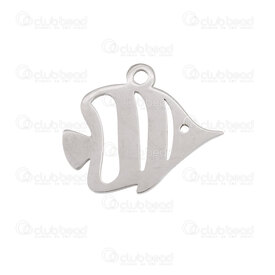 1720-2110-59 - Animal Acier Inoxydable 304 Breloque Poisson 15x18x1mm avec Boucle 1.5mm Naturel 10pcs 1720-2110-59,breloque animal,montreal, quebec, canada, beads, wholesale