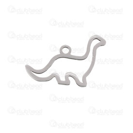 1720-2110-61 - Animal Acier Inoxydable 304 Breloque Dinosaure 12.5x19x1mm avec Boucle Naturel 10pcs 1720-2110-61,montreal, quebec, canada, beads, wholesale