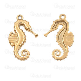 1720-2110-69GL - Animal Acier Inoxydable 304 Breloque Hippocampe 19.5x12x2mm avec Boucle Plaque Or 10pcs 1720-2110-69GL,Stainless Steel Charm,montreal, quebec, canada, beads, wholesale
