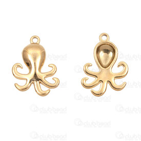 1720-2110-71GL - Animal Stainless Steel 304 Charm Octopus 17.5x12.5x2.5mm with Loop Gold Plated 10pcs 1720-2110-71GL,StÃ,montreal, quebec, canada, beads, wholesale