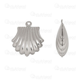1720-2111-21 - Nature Stainless Steel Charm 3D See Shell 16x16.5mm Natural 10pcs 1720-2111-21,Charms,montreal, quebec, canada, beads, wholesale