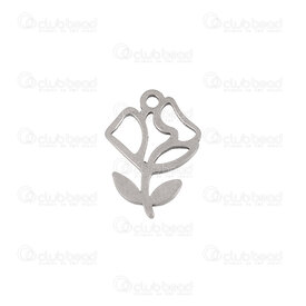 1720-2111-23 - DISC Nature Stainless Steel Charm Rose 13x9.5x1mm with 1mm loop Natural 20pcs 1720-2111-23,Charms,montreal, quebec, canada, beads, wholesale