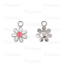 1720-2111-25 - Nature Acier Inoxydable Breloque Marguerite 10.5x8mm Remplissage Couleur avec Boucle 1.5mm Naturel 10pcs 1720-2111-25,Pendentifs,mars,montreal, quebec, canada, beads, wholesale