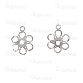 1720-2111-39 - Nature Stainless Steel Charm Flower14x10.5x2.5mm Hollow with Loop Natural 30pcs 1720-2111-39,Charms,montreal, quebec, canada, beads, wholesale