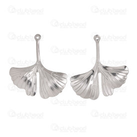 1720-2111-41 - Nature Stainless Steel 304 Charm Ginkgo Tree Leaf 29x25 with Loop Natural 20pcs 1720-2111-41,Pendants,Stainless Steel,montreal, quebec, canada, beads, wholesale