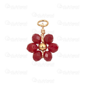 1720-2111-471 - Nature Stainless Steel Charm Flower 12x10x3.5mm Garnet Red Gold 10pcs 1720-2111-471,flower,montreal, quebec, canada, beads, wholesale
