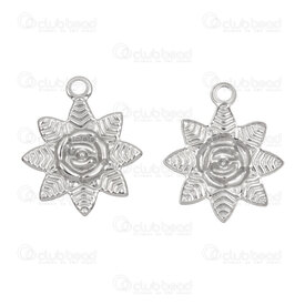 1720-2111-49 - Nature Stainless Steel Charm Flower 20x17x1mm with Loop Natural 20pcs 1720-2111-49,flower,montreal, quebec, canada, beads, wholesale