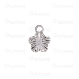 1720-2111-53 - Nature Stainless Steel 304 Charm Flower 7.5x6x0.8mm Lined Design with Loop Natural 50pcs 1720-2111-53,pendentif 55,montreal, quebec, canada, beads, wholesale