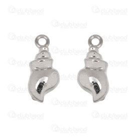 1720-2111-57 - Nature Stainless Steel 304 Charm Conch Shell 12x5.5x3.5mm with Loop Natural 10pcs 1720-2111-57,montreal, quebec, canada, beads, wholesale